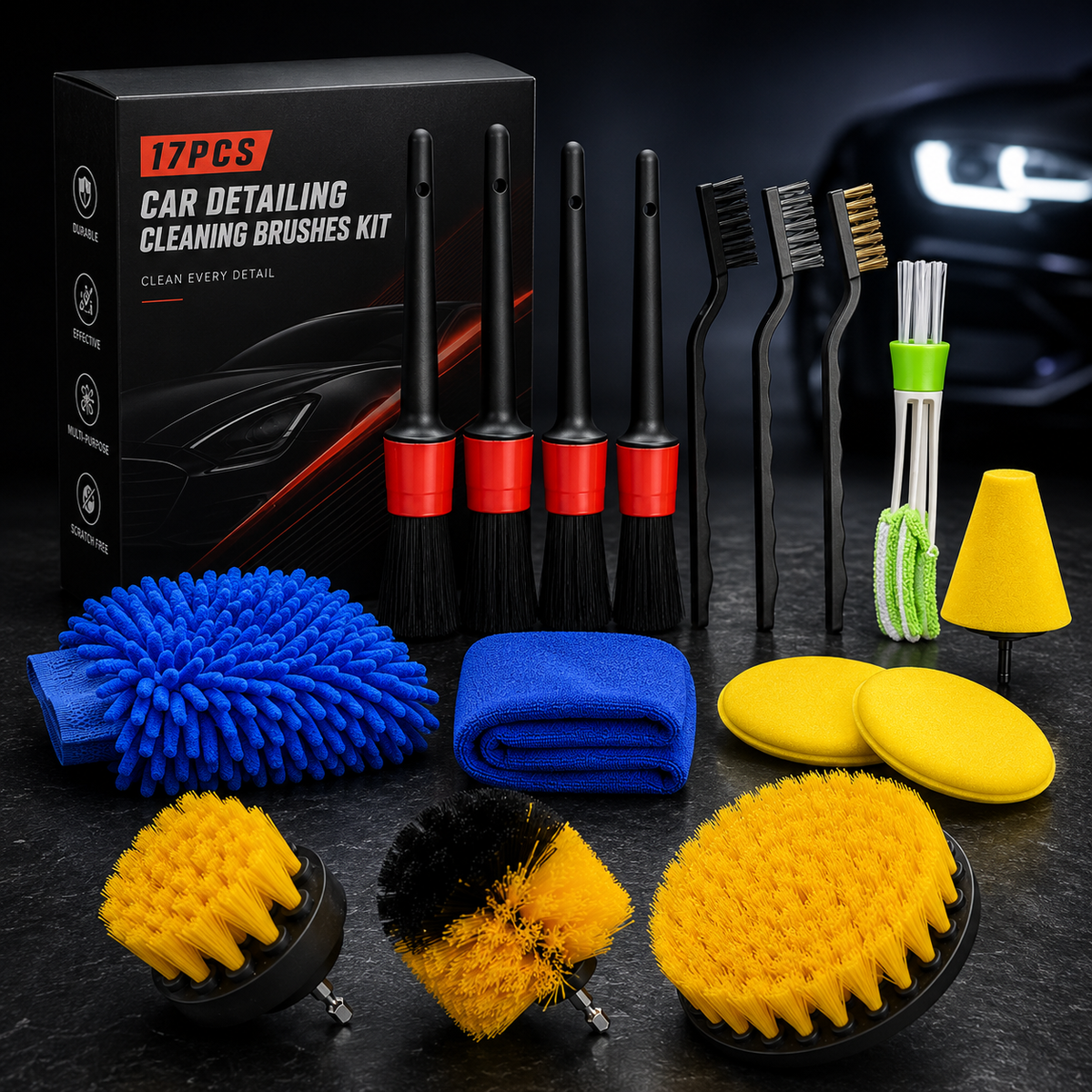 17PCS Car Detailing Cleaning Brushes Kit Brushes